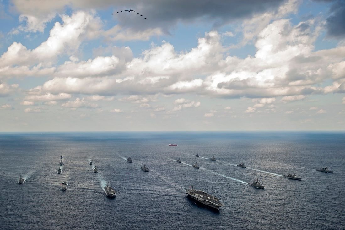 US and Japanese warships line up to show off their strength